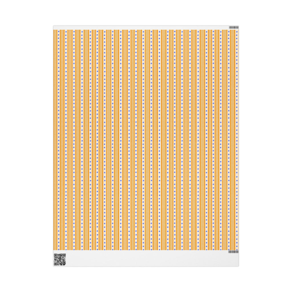 Wrapping Paper - Orange Stripes & Blue Flowers