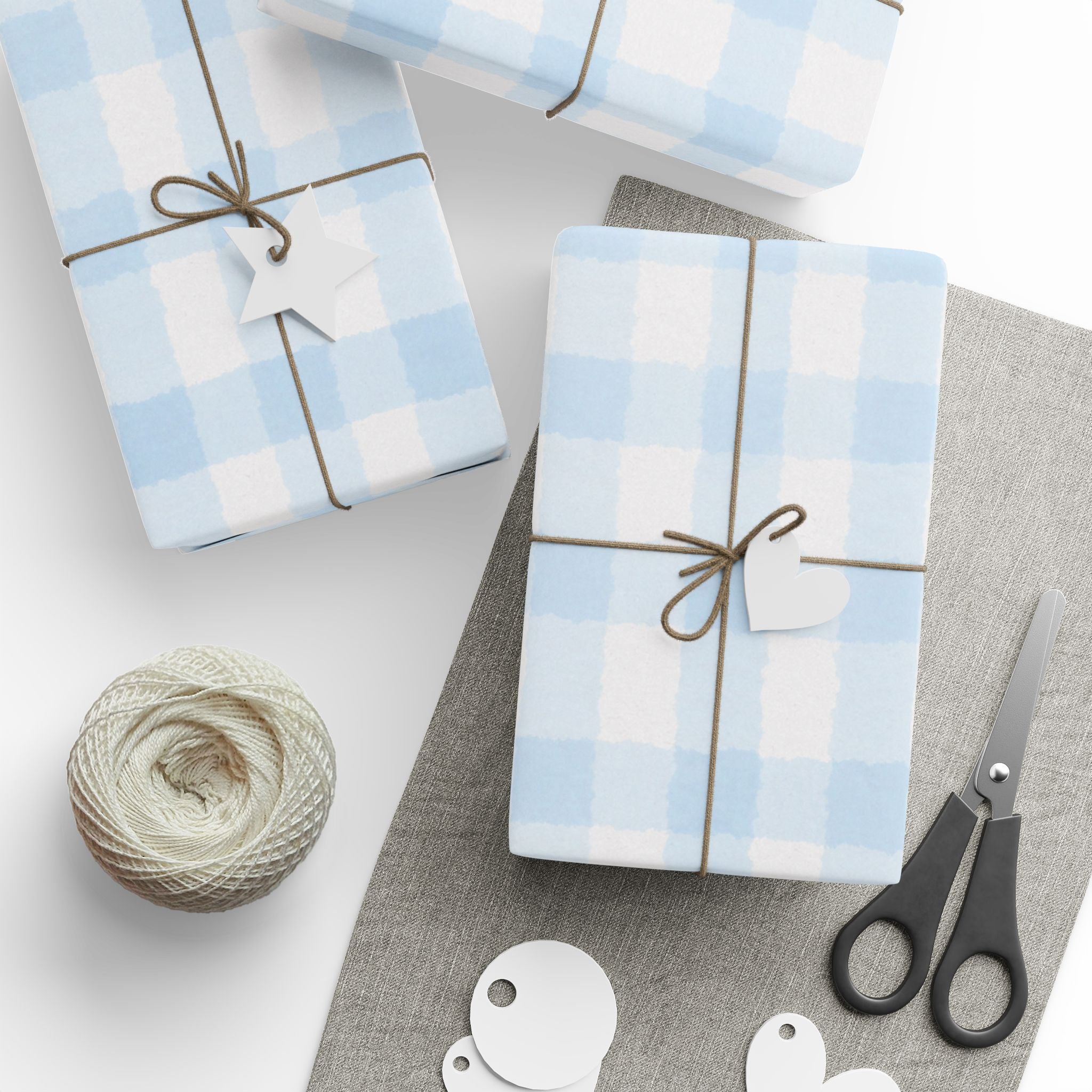 Wrapping Paper - Pale Blue Gingham