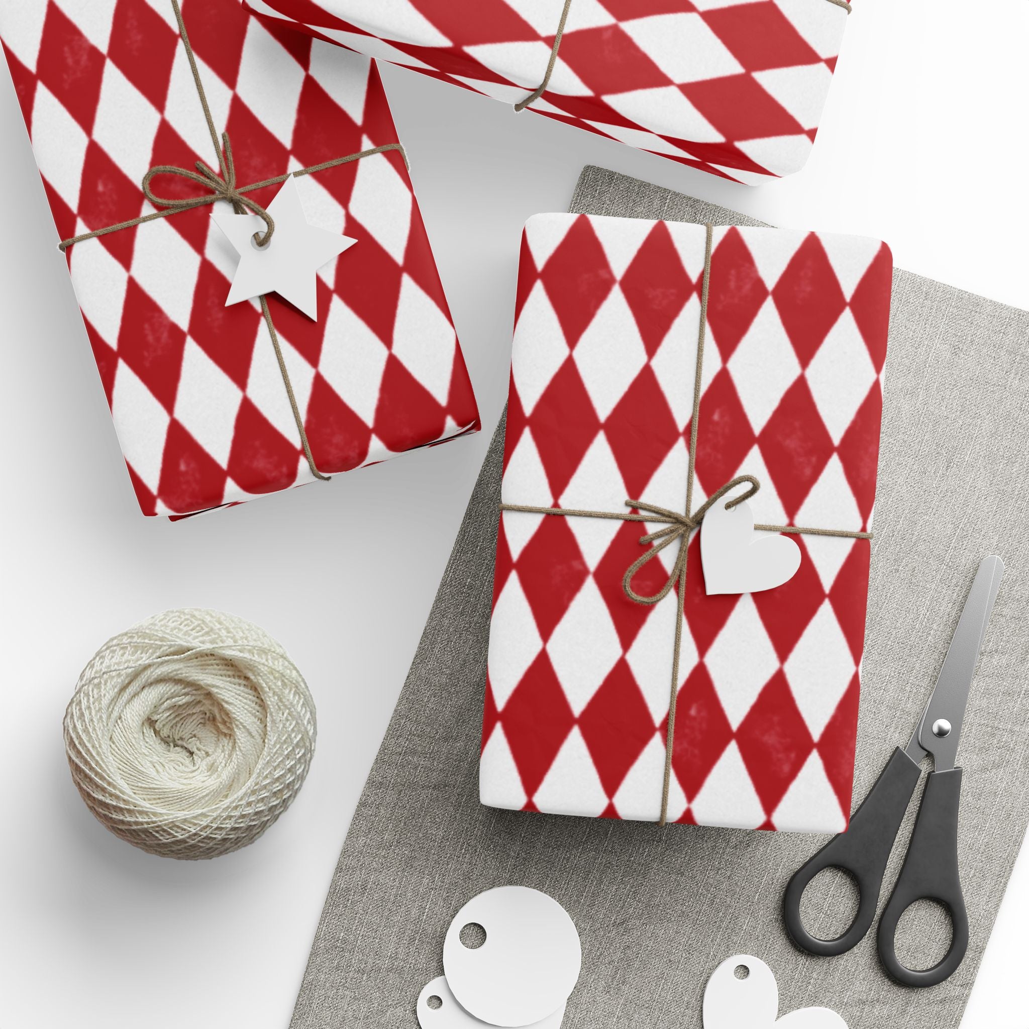 Wrapping Paper - Red Diamond Harlequin